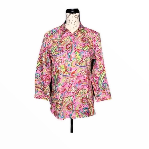 Chaps Paisley Floral Button Down Shirt - Picture 1 of 6